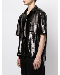 Мужская черная рубашка с коротким рукавом от We11done