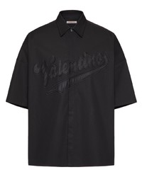 Мужская черная рубашка с коротким рукавом от Valentino