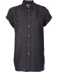 Женская черная рубашка с коротким рукавом