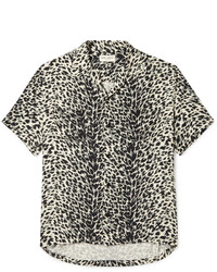 Мужская черная рубашка с леопардовым принтом от Saint Laurent