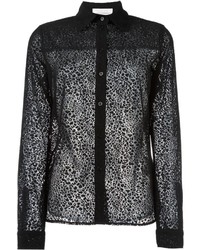Женская черная рубашка с леопардовым принтом от See by Chloe