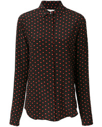 Женская черная рубашка с принтом от Saint Laurent
