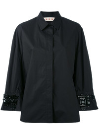 Женская черная рубашка с украшением от Marni