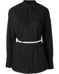Женская черная рубашка с украшением от MM6 MAISON MARGIELA