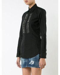 Женская черная рубашка с украшением от Dsquared2