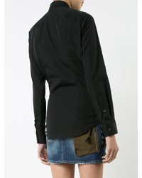 Женская черная рубашка с украшением от Dsquared2