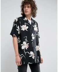 Мужская черная рубашка с цветочным принтом от Asos