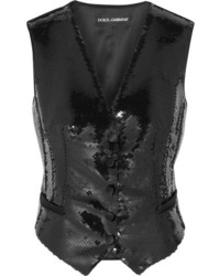 Женская черная сатиновая безрукавка от Dolce & Gabbana
