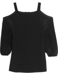 Черная сатиновая блузка с вырезом от Tibi