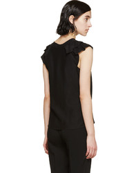 Черная сатиновая блузка с рюшами от Erdem