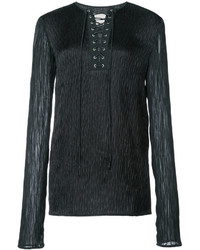 Черная сатиновая блузка от Jason Wu