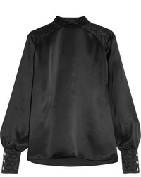 Черная сатиновая блузка от PIERRE BALMAIN