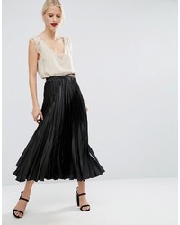 Черная сатиновая юбка со складками от Asos