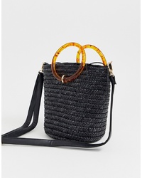 Черная соломенная сумка-мешок от New Look
