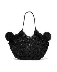 Черная соломенная сумочка с украшением