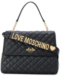 Черная стеганая большая сумка от Love Moschino