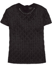 Женская черная стеганая футболка с круглым вырезом от Lanvin