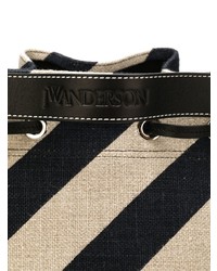 Черная сумка-мешок из плотной ткани в вертикальную полоску от JW Anderson