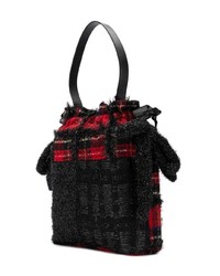 Черная сумка-мешок из плотной ткани в клетку от Simone Rocha