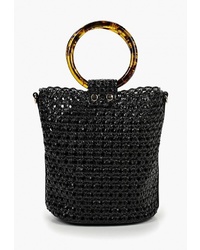 Черная сумка-мешок из плотной ткани от Mango