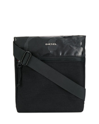 Черная сумка почтальона из плотной ткани с камуфляжным принтом от Diesel
