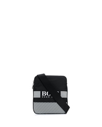 Черная сумка почтальона из плотной ткани с принтом от BOSS HUGO BOSS