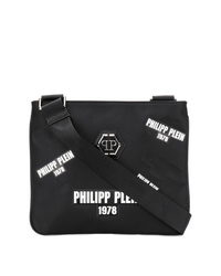 Черная сумка почтальона из плотной ткани с принтом от Philipp Plein