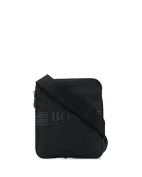 Черная сумка почтальона из плотной ткани от BOSS HUGO BOSS