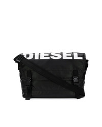 Черная сумка почтальона из плотной ткани от Diesel