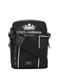 Черная сумка почтальона из плотной ткани от Dolce & Gabbana