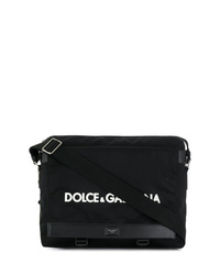 Черная сумка почтальона из плотной ткани от Dolce & Gabbana