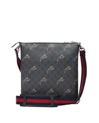Черная сумка почтальона из плотной ткани от Gucci