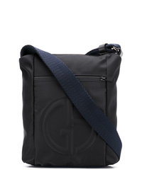 Черная сумка почтальона из плотной ткани от Giorgio Armani
