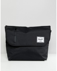 Черная сумка почтальона из плотной ткани от Herschel Supply Co.