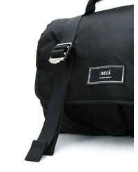 Черная сумка почтальона из плотной ткани от AMI Alexandre Mattiussi