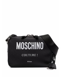 Черная сумка почтальона из плотной ткани от Moschino