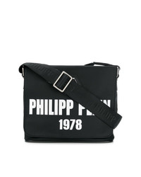 Черная сумка почтальона из плотной ткани от Philipp Plein