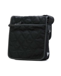 Черная сумка почтальона из плотной ткани от Prada