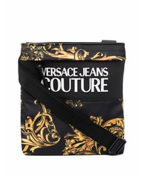 Черная сумка почтальона из плотной ткани от VERSACE JEANS COUTURE