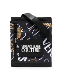 Черная сумка почтальона из плотной ткани от VERSACE JEANS COUTURE