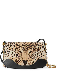 Женская черная сумка с леопардовым принтом от Gucci