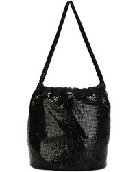 Женская черная сумка с пайетками от Paco Rabanne