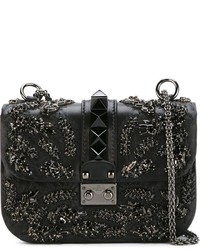 Женская черная сумка с пайетками от Valentino Garavani