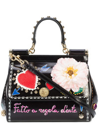 Женская черная сумка с принтом от Dolce & Gabbana