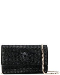 Женская черная сумка с украшением от Versace