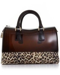 Черная сумка-саквояж с леопардовым принтом