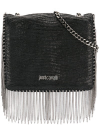 Черная сумка через плечо c бахромой от Just Cavalli