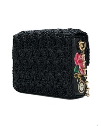 Черная сумка через плечо из плотной ткани с украшением от Dolce & Gabbana