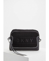Черная сумка через плечо из плотной ткани от DKNY