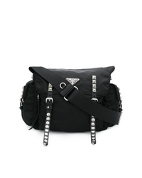 Черная сумка через плечо из плотной ткани от Prada